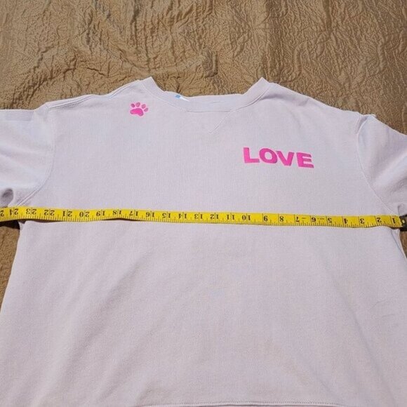 WILDFOX purple lilac pink  sweatshirt sz L Dogs Love Me puppy paw print New - Picture 10 of 12